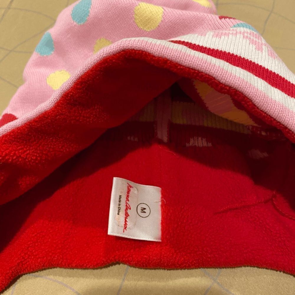 Hanna Andersson Girls Fleece Knitted Beanie Hat Pink Red Polka Dots Medium - Picture 2 of 5